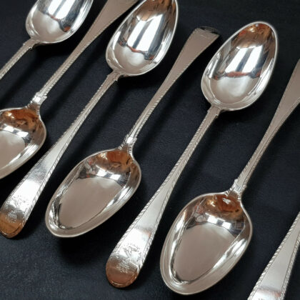 ANTIQUE STERLING SILVER SET SPOONS / TEASPOONS (EDINBURGH C.1775) #53347