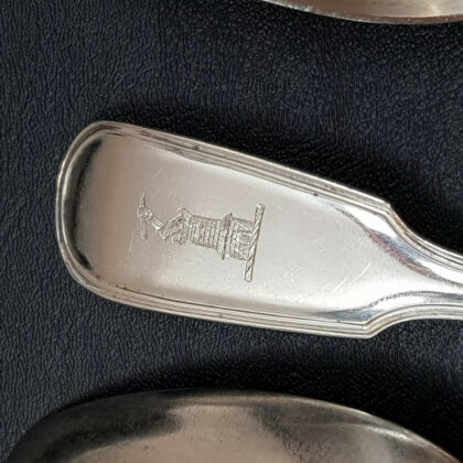 ELIZABETH EATON SPOON SET ANTIQUE STERLING SILVER LONDON C.1853 25 PIECE SET #53349