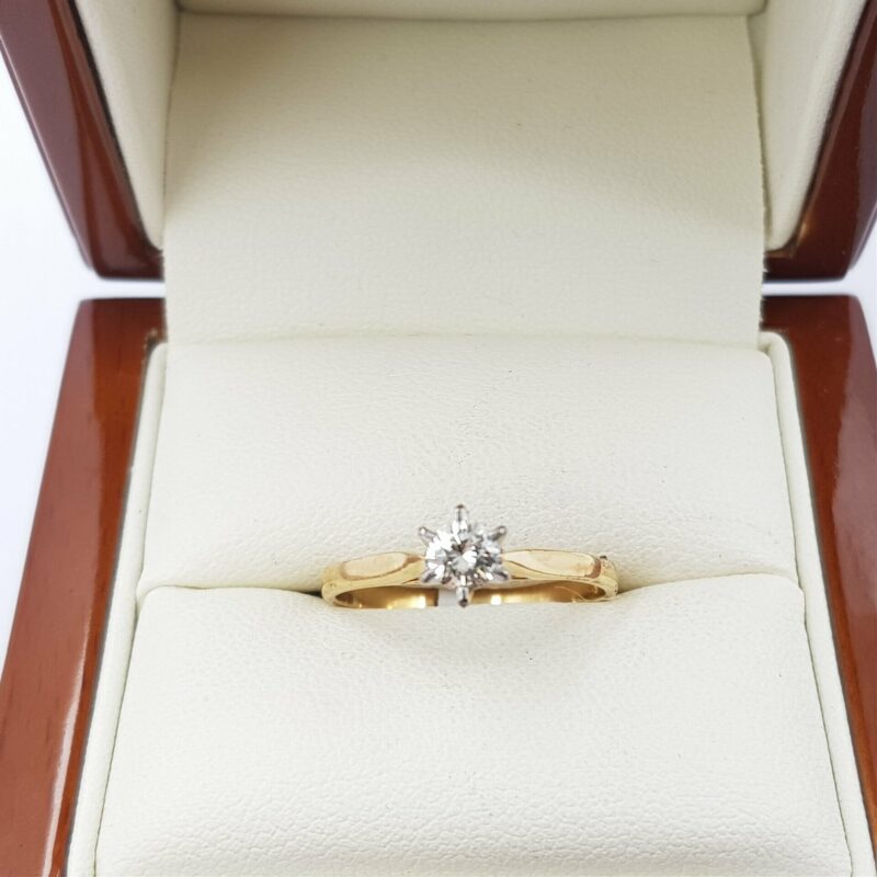 18ct Yellow Gold 0.25ct Diamond Solitaire Ring Val $2800 Size N 1/2 #53678