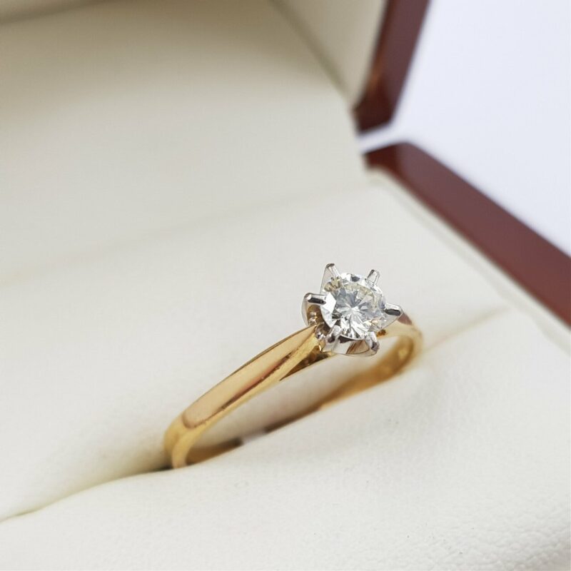 18ct Yellow Gold 0.25ct Diamond Solitaire Ring Val $2800 Size N 1/2 #53678