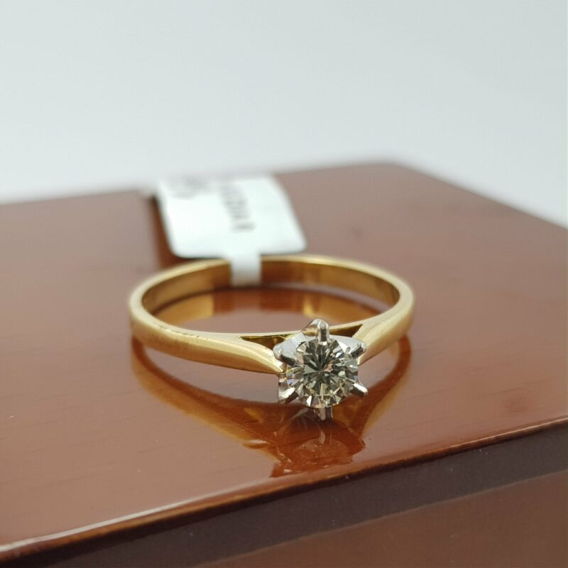 18ct Yellow Gold 0.25ct Diamond Solitaire Ring Val $2800 Size N 1/2 #53678