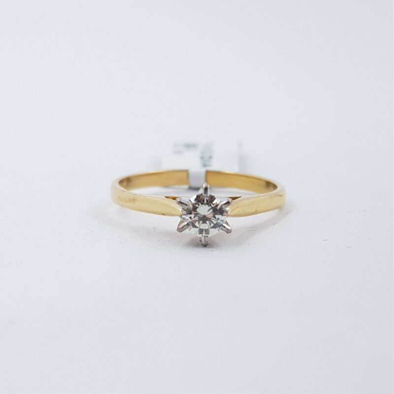 18ct Yellow Gold 0.25ct Diamond Solitaire Ring Val $2800 Size N 1/2 #53678