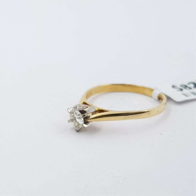 18ct Yellow Gold 0.25ct Diamond Solitaire Ring Val $2800 Size N 1/2 #53678