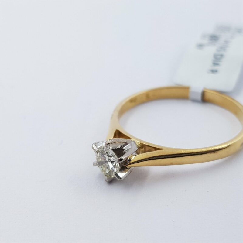 18ct Yellow Gold 0.25ct Diamond Solitaire Ring Val $2800 Size N 1/2 #53678