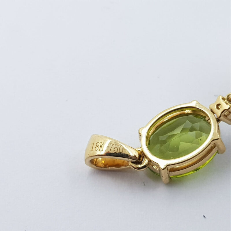 *New* 18ct Yellow Gold Peridot Diamond & Pearl Pendant Val $2500 #51785