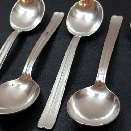 VINTAGE 80% 800 SOLID SILVER SPOON SET OF 6 310GR #53352