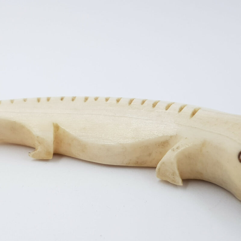 HAND MADE CROCODILE CARVING BOAR TUSK FIGURINE #46577