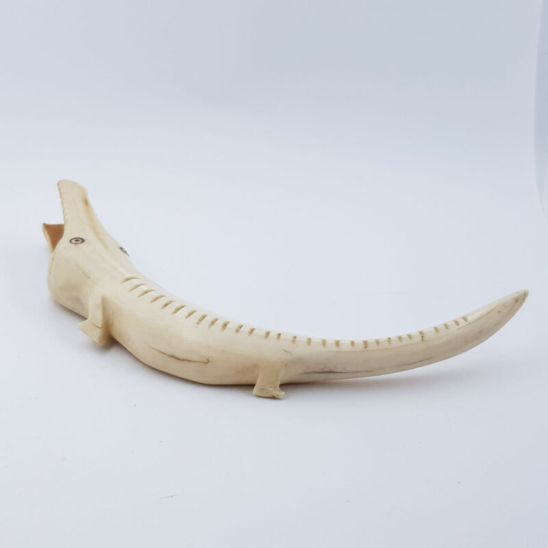 HAND MADE CROCODILE CARVING BOAR TUSK FIGURINE #46577