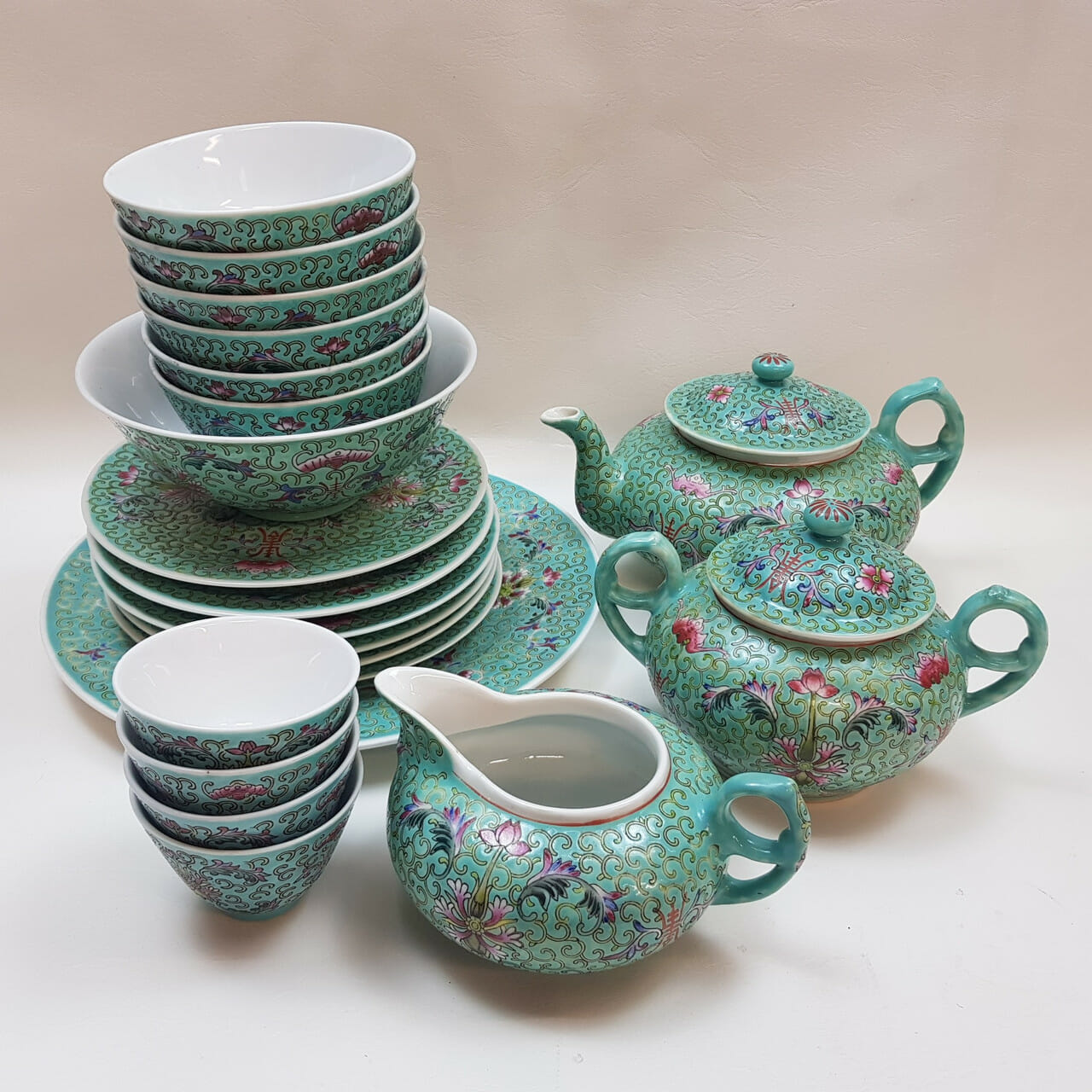 Hand Painted Porcelain Jingde Jingxi Tea Set #47144