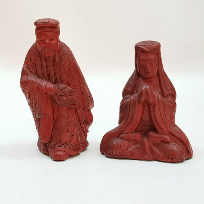 PAIR OF CHINESE CARVINGS - MAN & WOMAN STATUE / FIGURES #47011