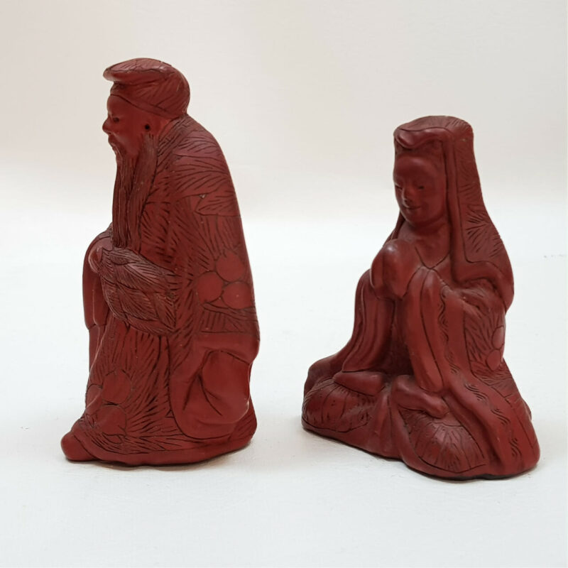 PAIR OF CHINESE CARVINGS - MAN & WOMAN STATUE / FIGURES #47011