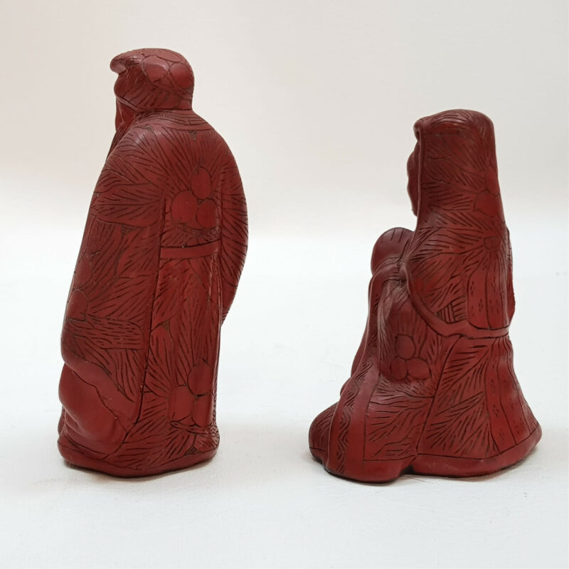 PAIR OF CHINESE CARVINGS - MAN & WOMAN STATUE / FIGURES #47011