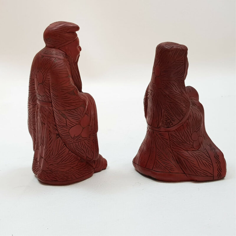 PAIR OF CHINESE CARVINGS - MAN & WOMAN STATUE / FIGURES #47011