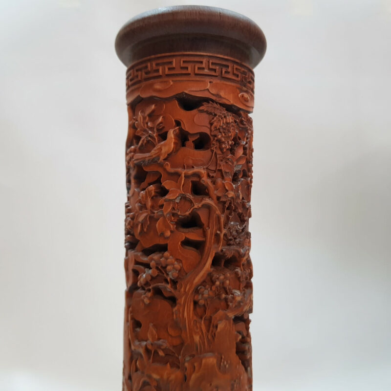 CARVED DECORATIVE INCENSE HOLDER - RED #46165