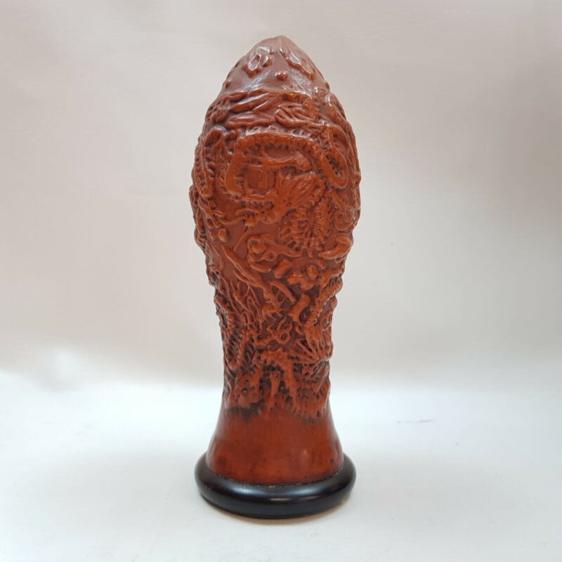 Chinese Cinnabar Gourd Shape Dragon Carving Statue #46175