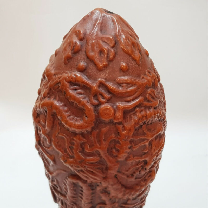 Chinese Cinnabar Gourd Shape Dragon Carving Statue #46175