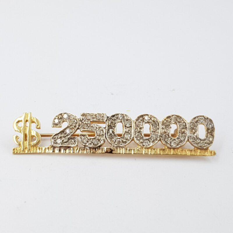 14ct Yellow Gold "$250000" Diamond Brooch Val $1620 #23592