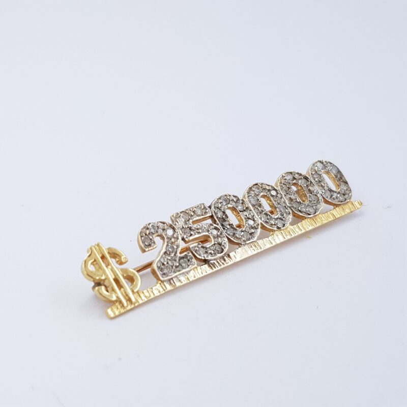 14ct Yellow Gold "$250000" Diamond Brooch Val $1620 #23592