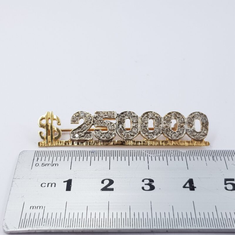 14ct Yellow Gold "$250000" Diamond Brooch Val $1620 #23592