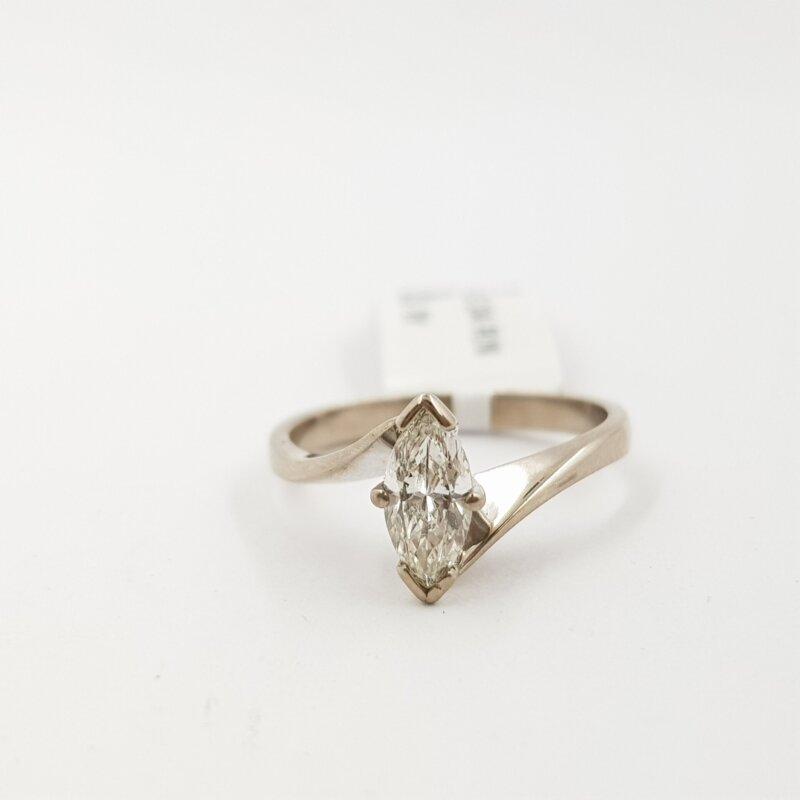 18ct White Gold 0.50ct Marquise Cut Diamond Ring Val $4800 Size I 1/2 #3011779