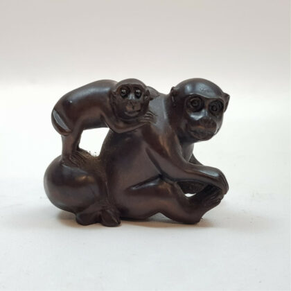 TIMBER CARVED NETSUKE MONKEYS #47621