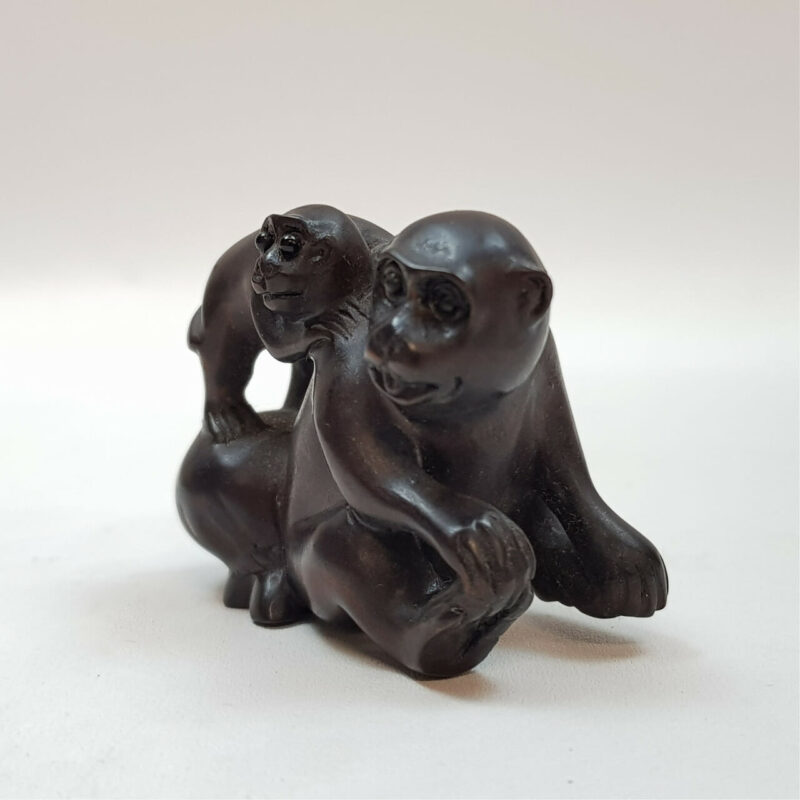 TIMBER CARVED NETSUKE MONKEYS #47621