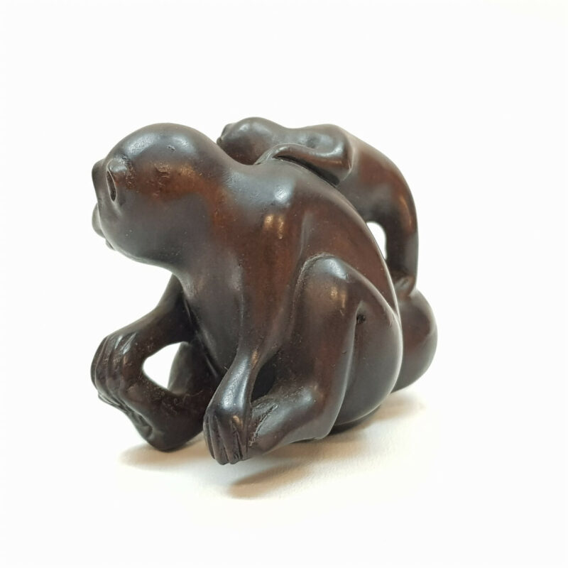 TIMBER CARVED NETSUKE MONKEYS #47621