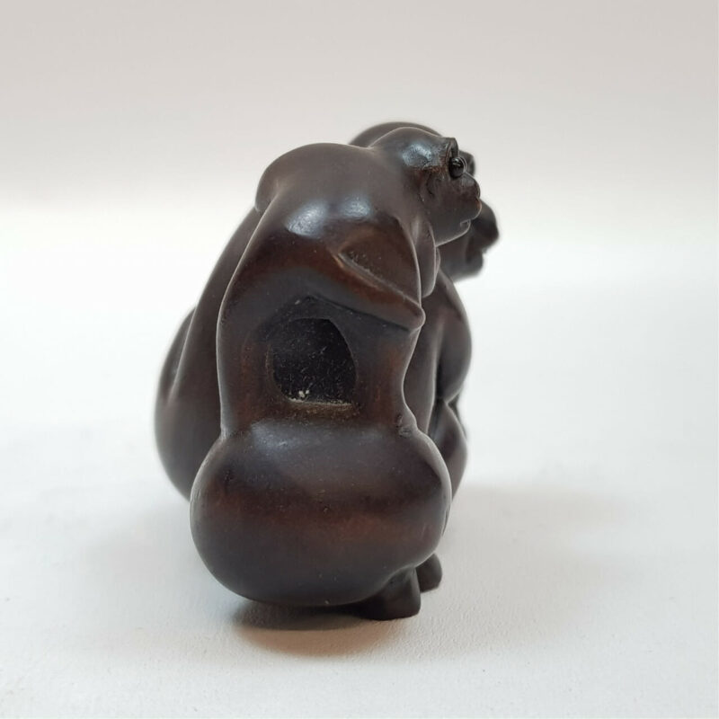 TIMBER CARVED NETSUKE MONKEYS #47621