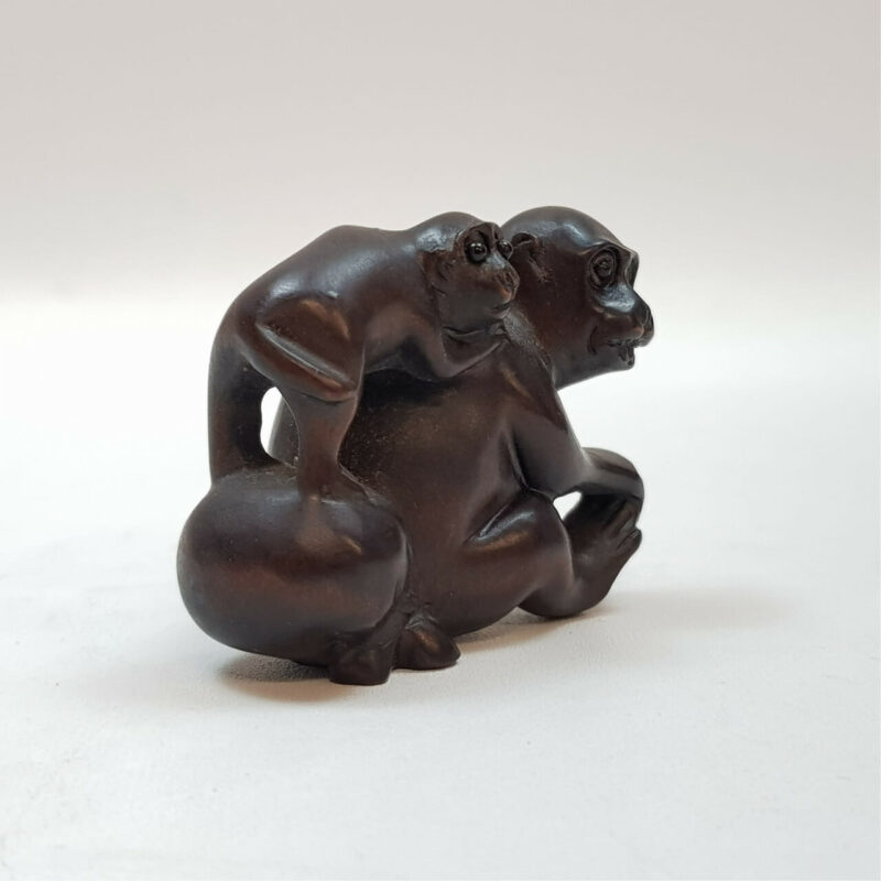 TIMBER CARVED NETSUKE MONKEYS #47621