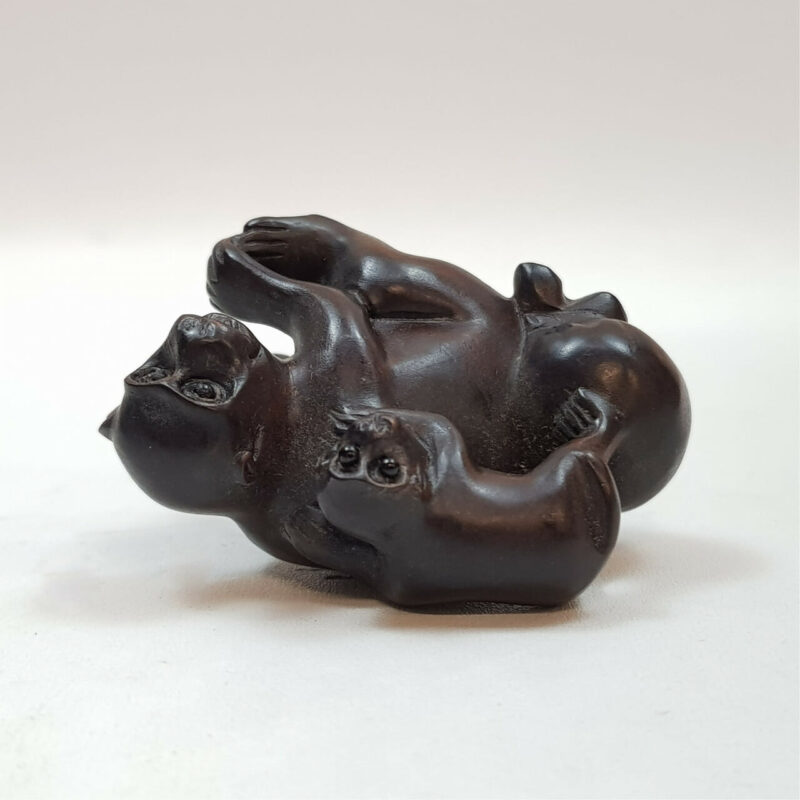 TIMBER CARVED NETSUKE MONKEYS #47621