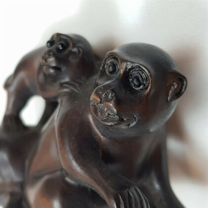 TIMBER CARVED NETSUKE MONKEYS #47621