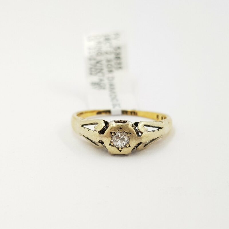 18ct Vintage Yellow Gold Star Diamond Ring Size J #53835