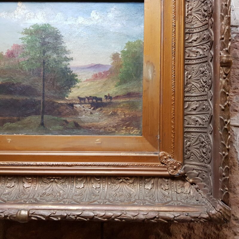 Vintage English School Painting - Landscape & Horseman- Oil on Canvas #47077