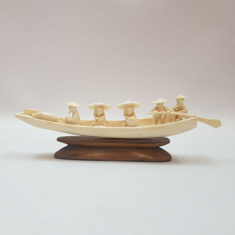 Vintage Carved Chinese Paddle Boat Statue / Figurine (A/F) #53948