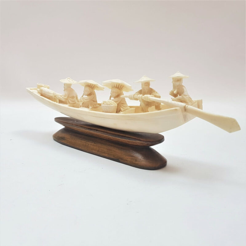 Vintage Carved Chinese Paddle Boat Statue / Figurine (A/F) #53948