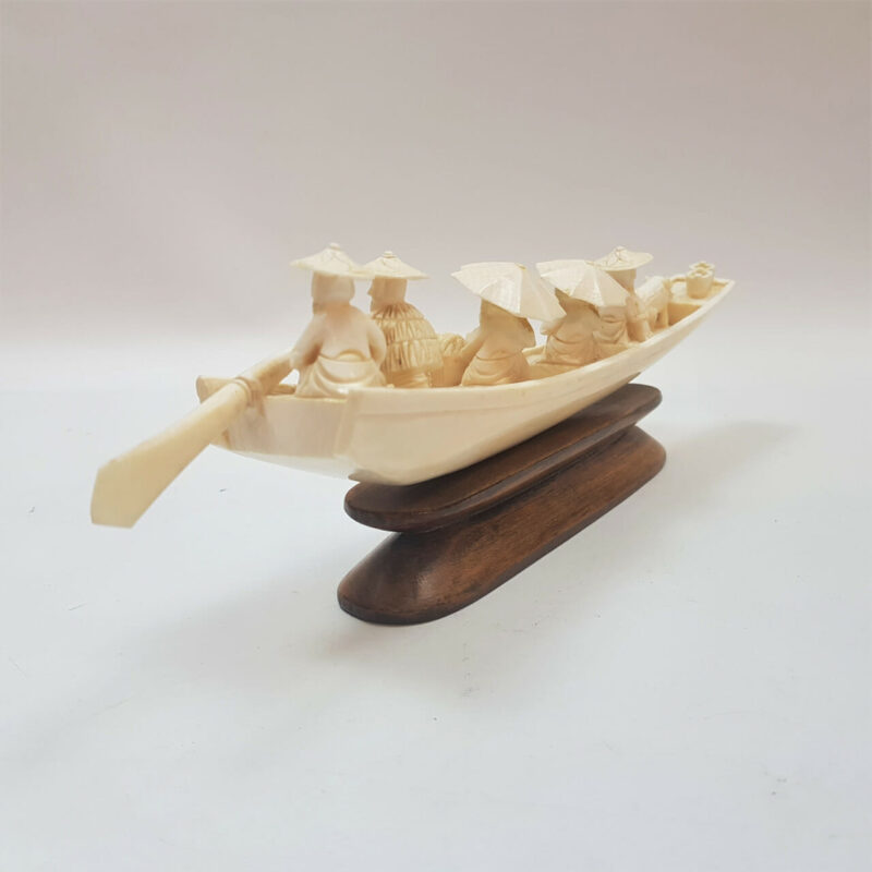 Vintage Carved Chinese Paddle Boat Statue / Figurine (A/F) #53948