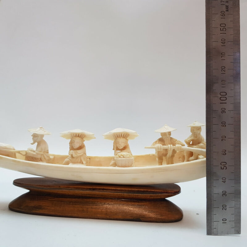 Vintage Carved Chinese Paddle Boat Statue / Figurine (A/F) #53948