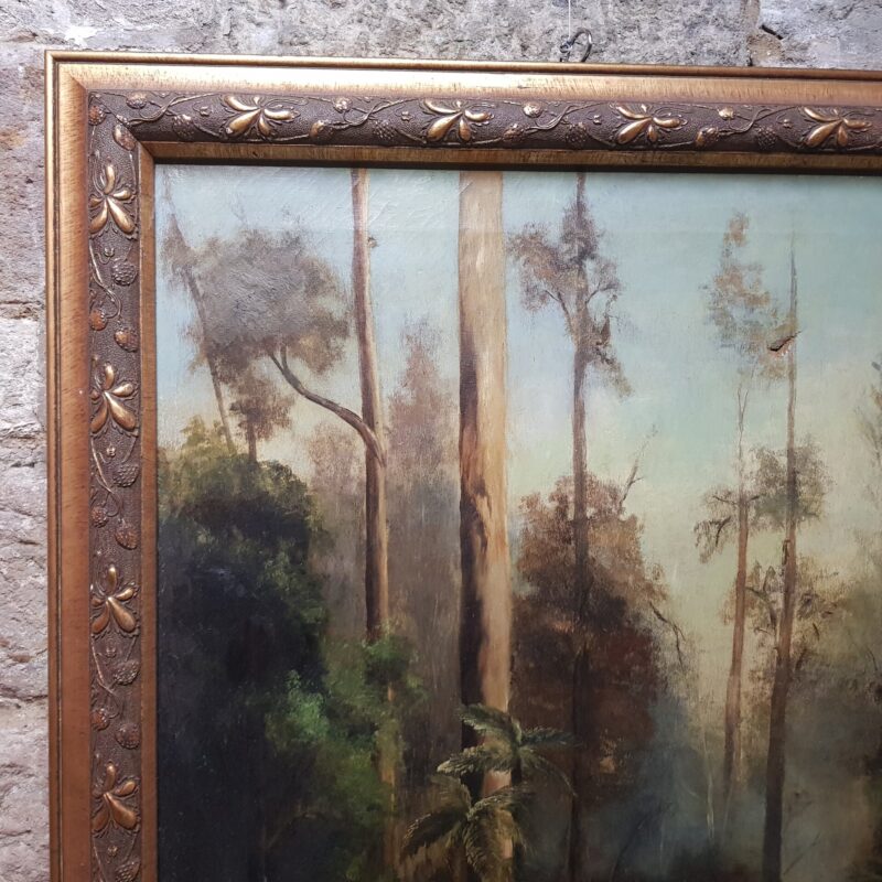 Antique Painting - River & Forrest - Oil on Canvas (a/f) #53987