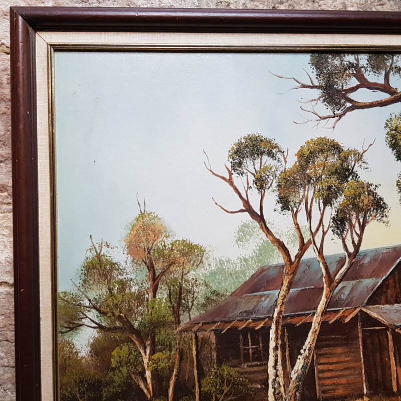 Unsigned Painting - Cottage in The Bush - Oil on Board #35828