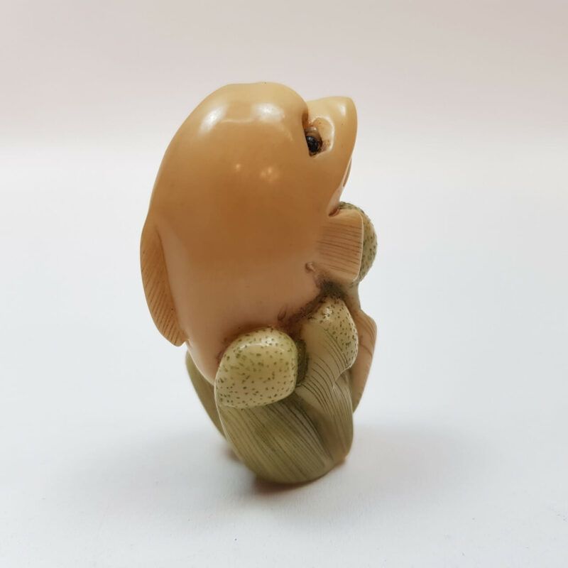 Japanese Carved Tagua Nut Dolphin Figurine - Signed #47191