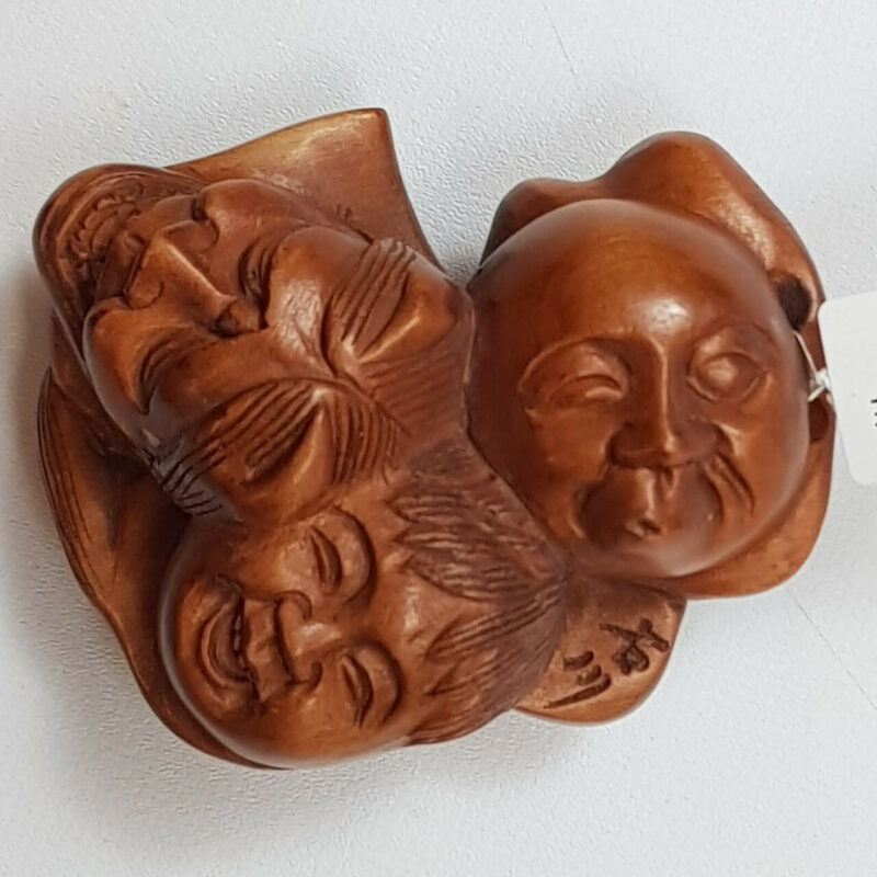 VINTAGE BEAUTIFUL JAPANESE HAND CARVED WOOD NETSUKE NOH MASKS #46757