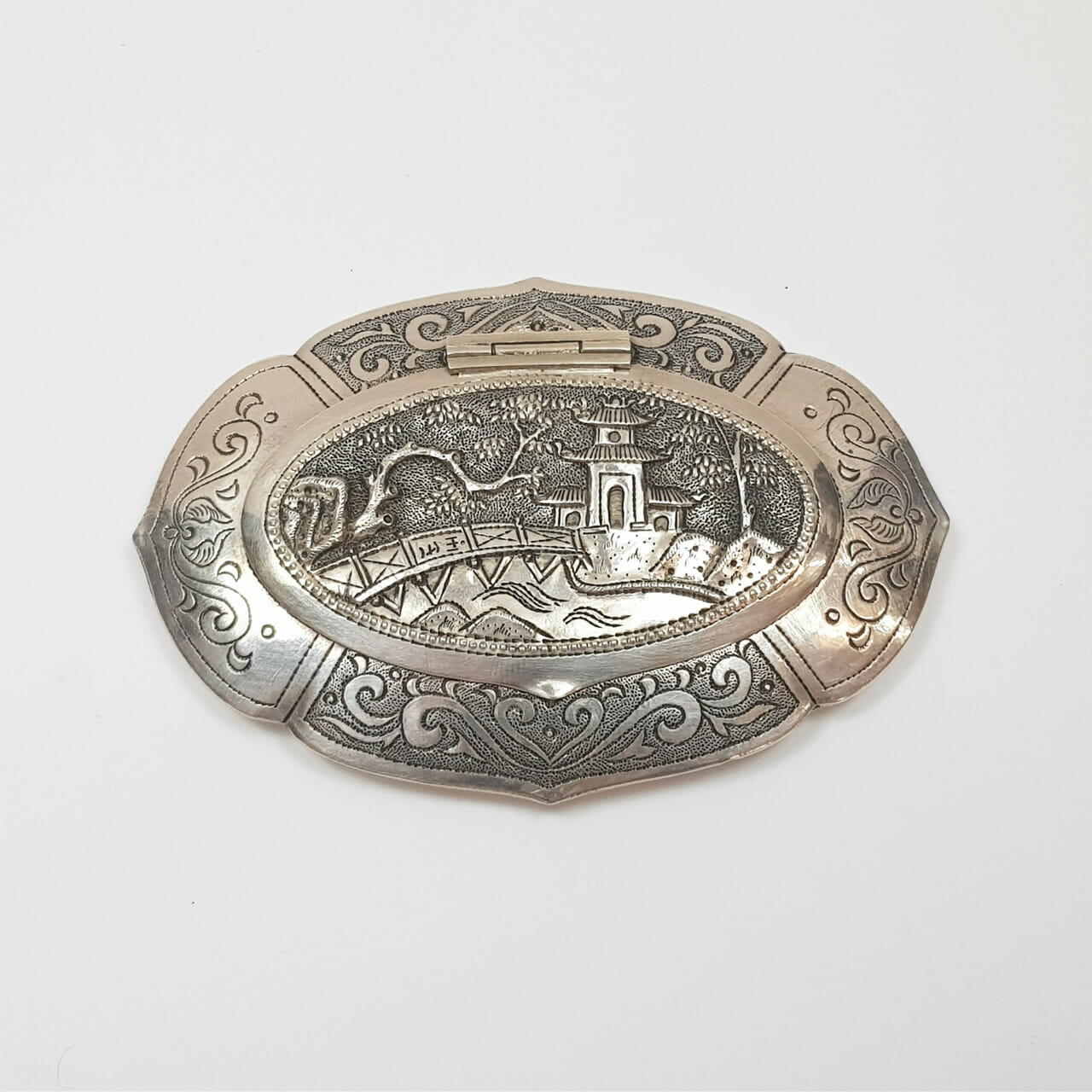 Vintage Japanese Solid Silver Compact Mirror #43447