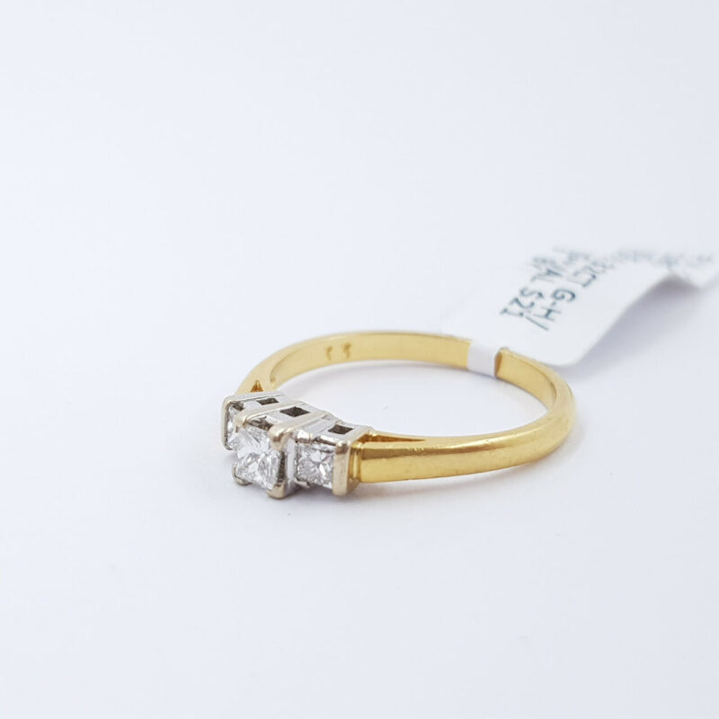 18CT TWO TONE GOLD 0.32CT TDW PRINCESS DIAMOND RING VAL $2175 SIZE M #54029