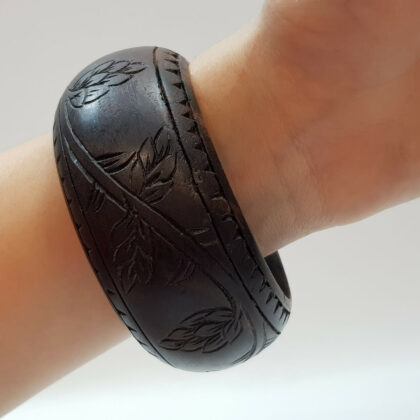 CARVED EBONY WOOD BANGLE #49475