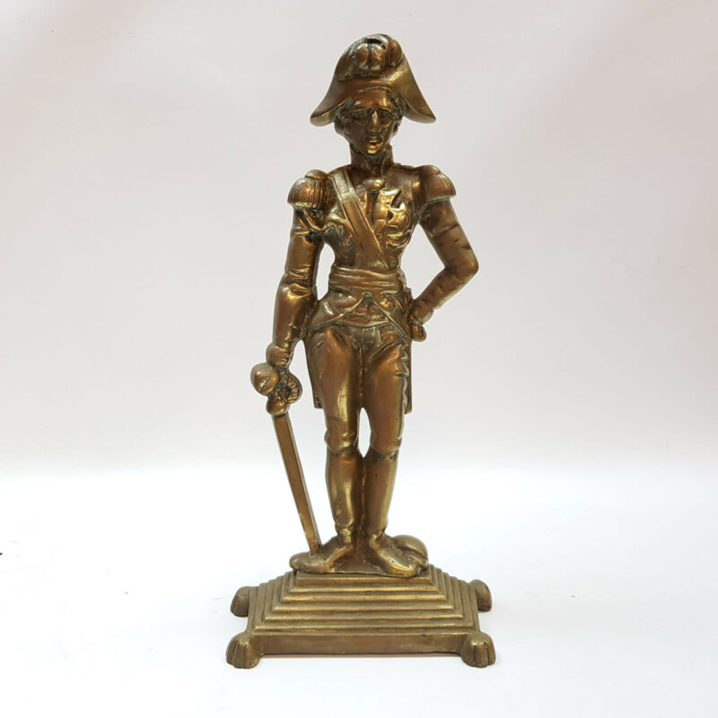 BRASS FRENCH SOLDIER AND CANNON FIGURINE / STATUES #54062