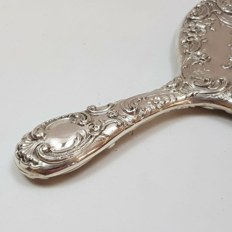 ANTIQUE HARDY BROS. ART NOUVEAU SILVER HAND HELD MIRROR FRAME #53969