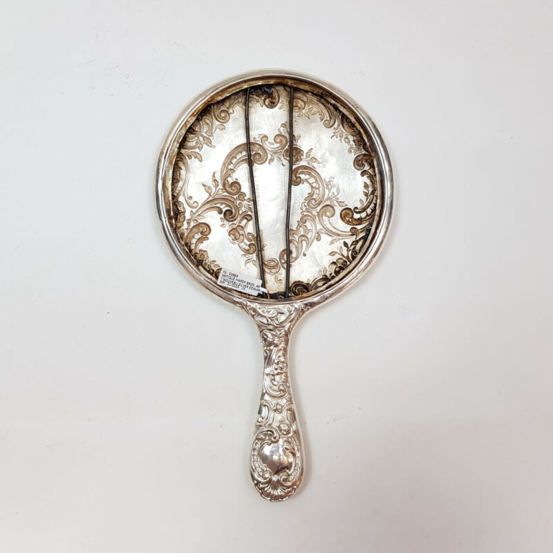 ANTIQUE HARDY BROS. ART NOUVEAU SILVER HAND HELD MIRROR FRAME #53969