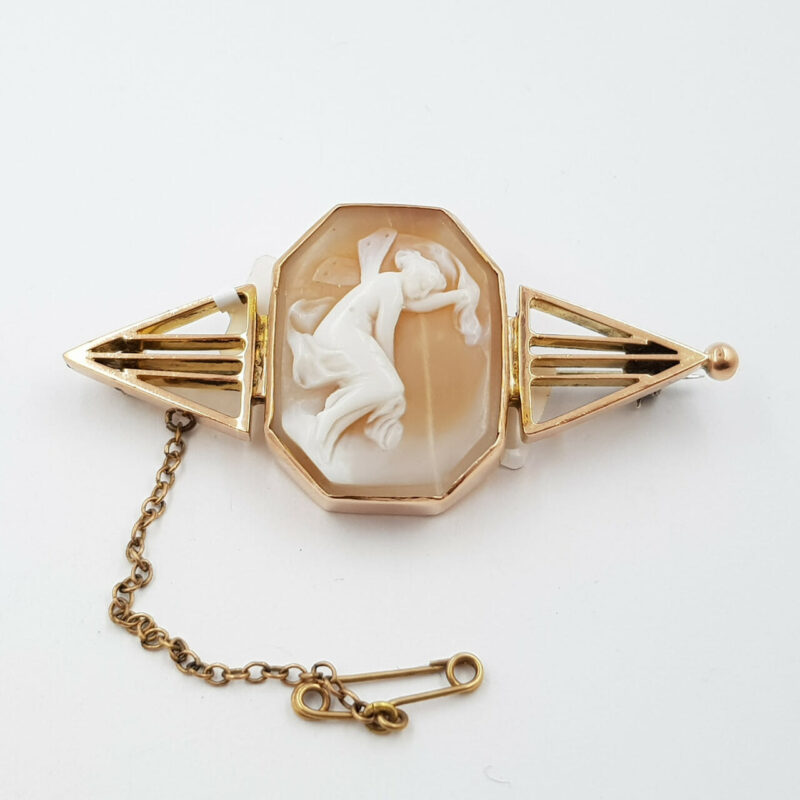 VINTAGE 7CT ROSE GOLD CAMEO BROOCH #54191