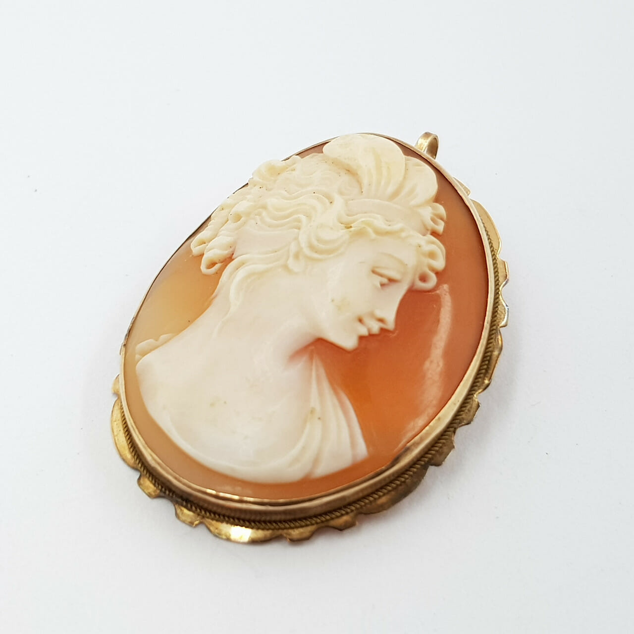 Vintage 7ct Yellow Gold Cameo Brooch / Pendant #42815