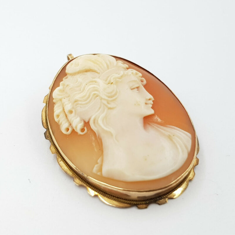 Vintage 7ct Yellow Gold Cameo Brooch / Pendant #42815